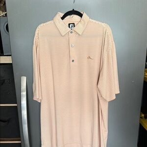 FootJoy Men's Striped Tan Polo Shirt